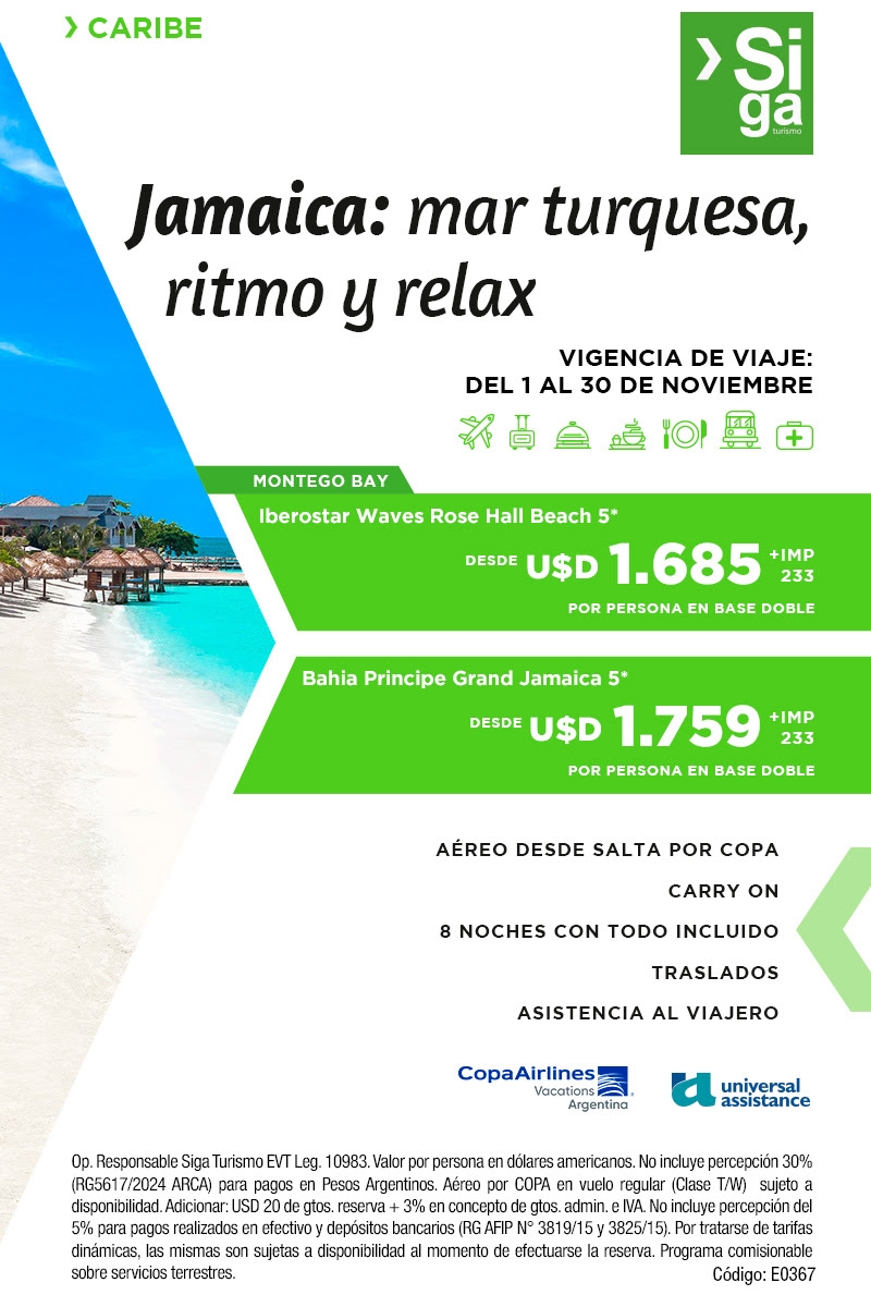 Ofrec estos paquetes hoy! Montego Bay con todo incluido y salida desde Salta 🏝️