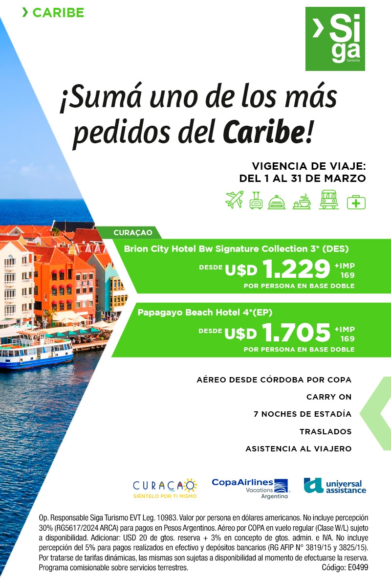CURA�AO con propuestas �nicas �Salidas desde C�rdoba con Copa Airlines! 🏝️