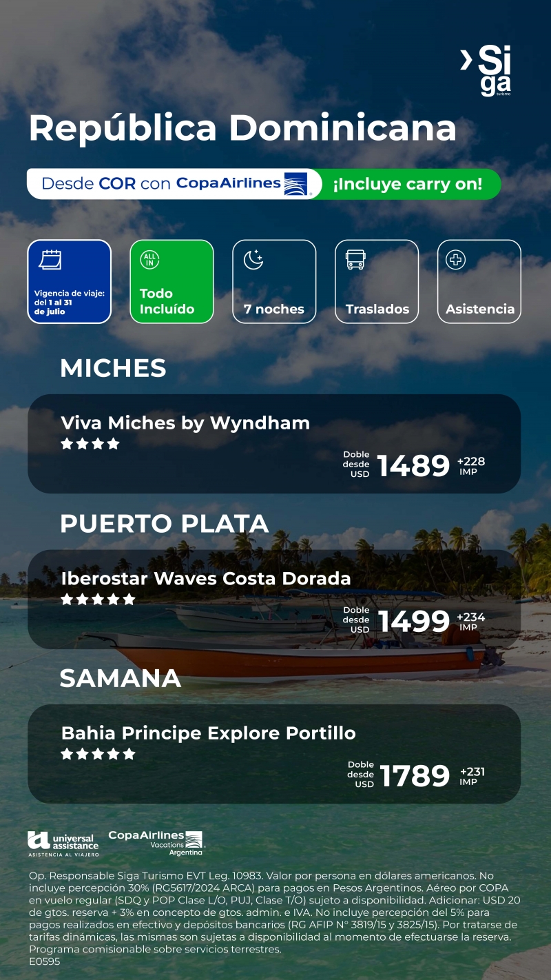 Caribe desde COR con Copa Airlines � Miches, Saman� y Puerto Plata ☀️
